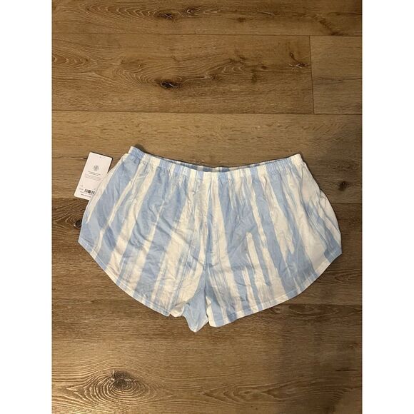 Athleta womens White Blue Striped Nighttime Bliss Sleep Short Size Large NWT - Picture 2 of 3